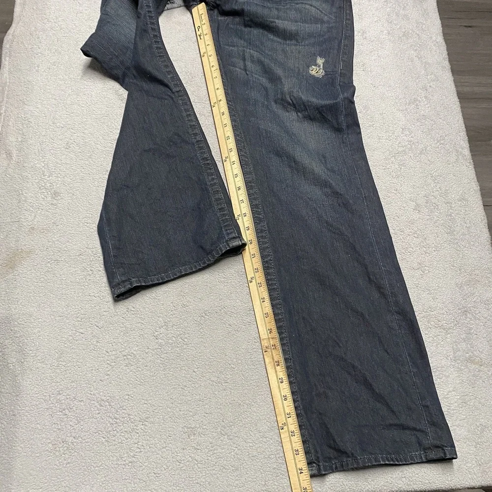 True Religion Straight Jeans Mens 36x34 Painted Logo Pockets Distressed